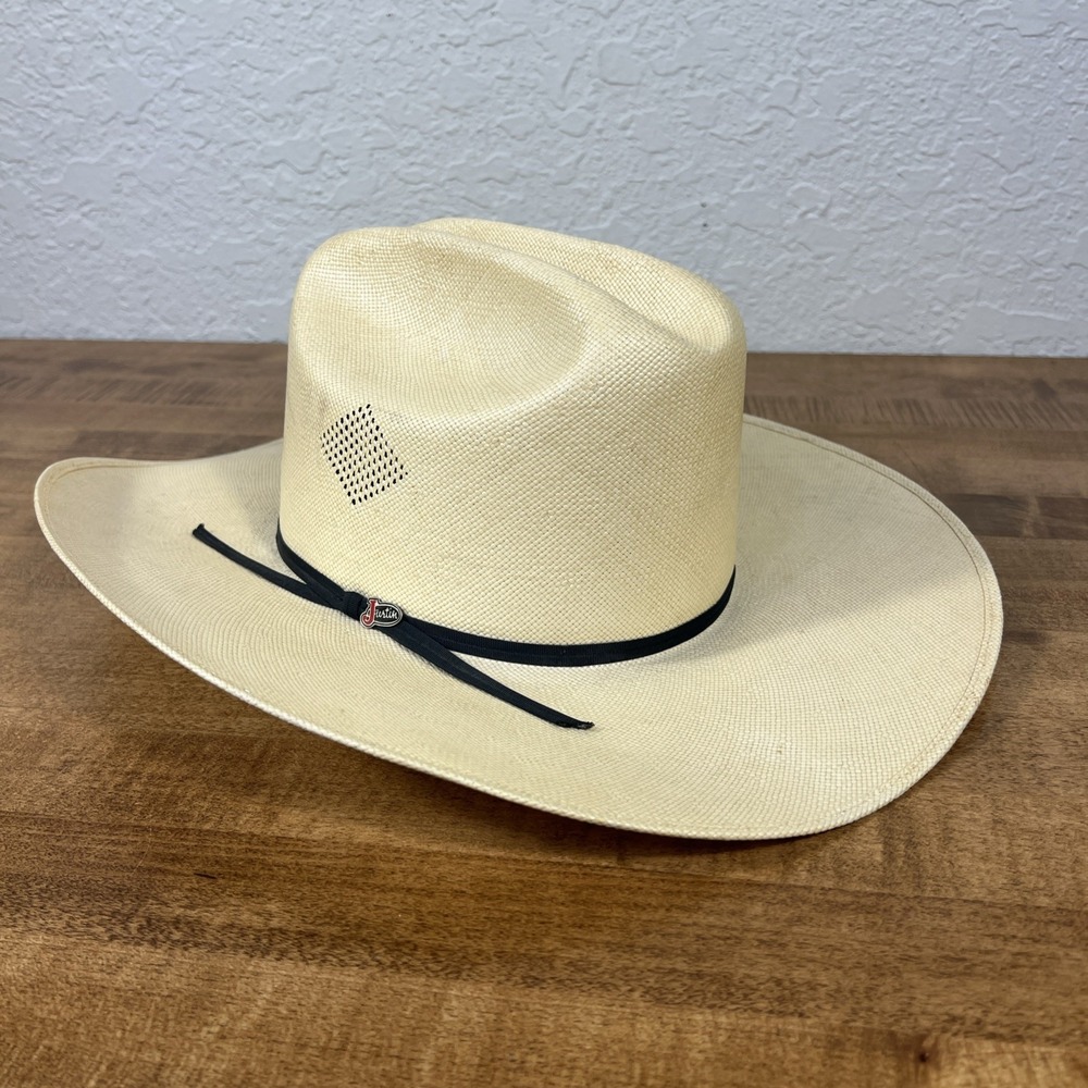 Men's Justin 6X Straw Western Cowboy Hat by Milano Hat Company 7 1/4 - Picture 3 of 16